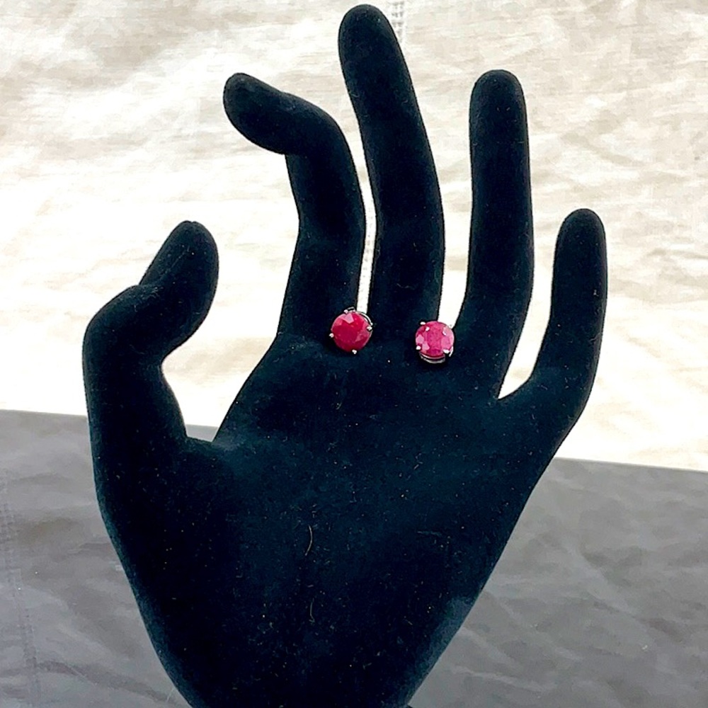 Sterling Silver Natural Ruby Gemstone Post Earrin… - image 3